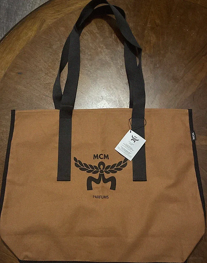 MCM Parfums Iconic Brown & Black Gift With Purchase Tote Bag. New With Tags!