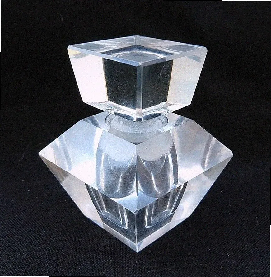MID CENTURY MODERN CRYSTAL GLASS PERFUME BOTTLE HOLLYWOOD REGENCY MCM VINTAGE