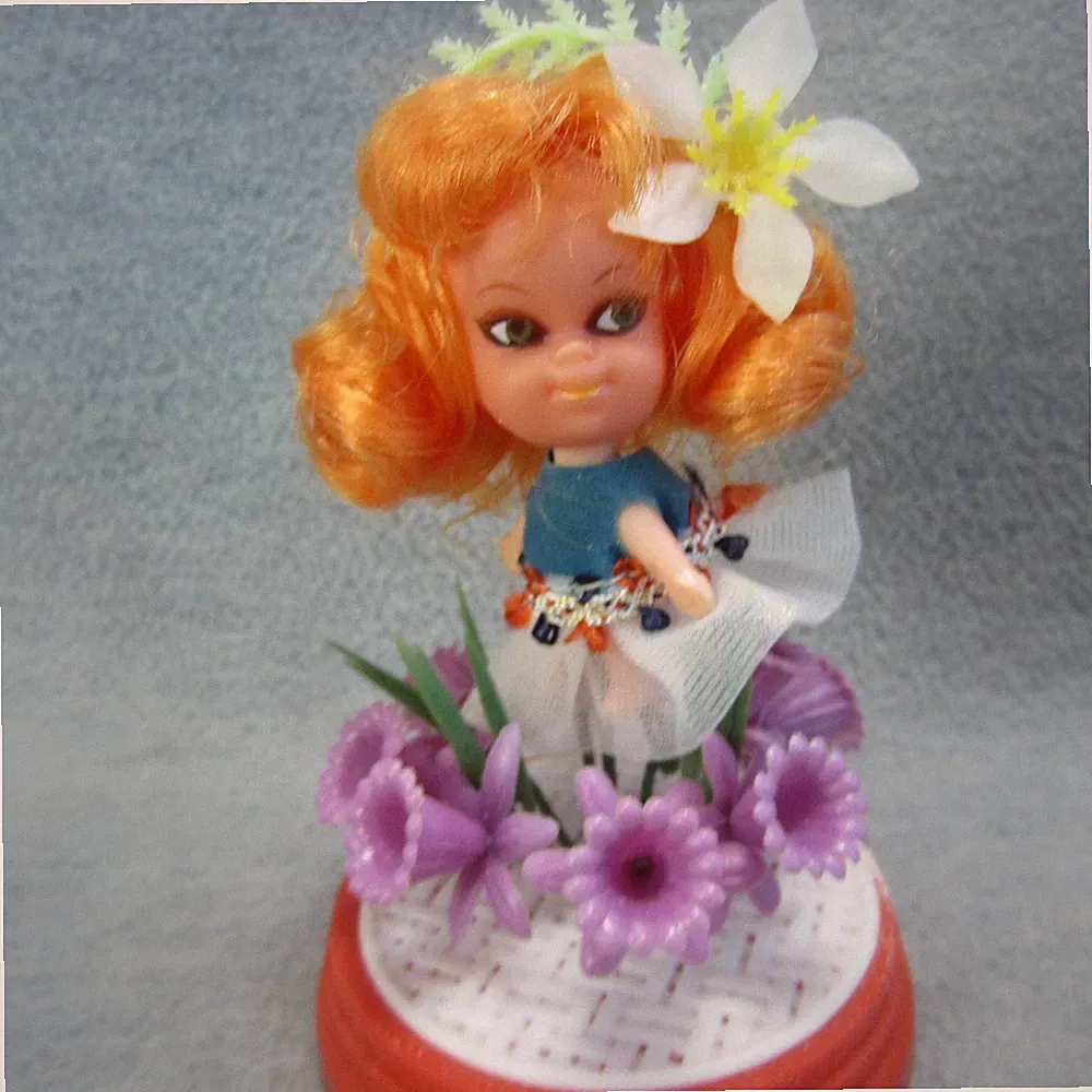 Vintage Junior Miss Fragrance Tyme Dolly in Dome Kiddle Clone MCM Orange Hair