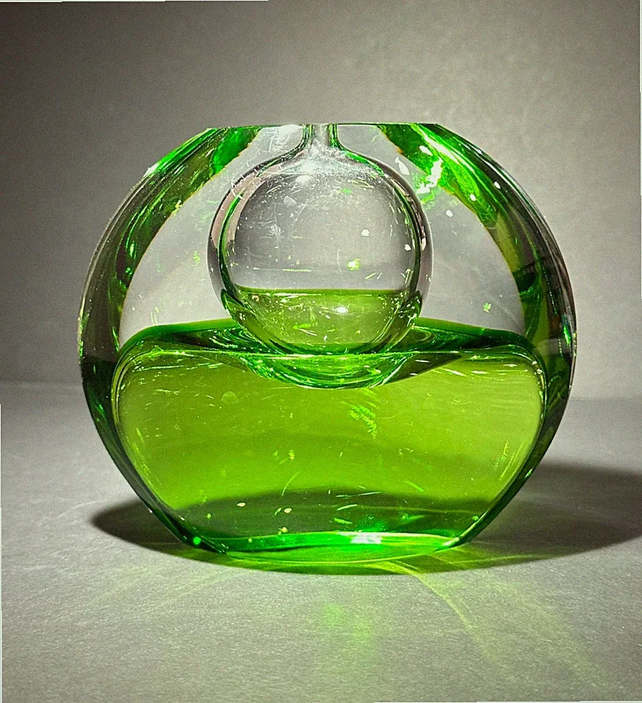 VTG Hand Blown Double Sided Oil/Scent Vase Tarnow Glassworks POLAND Heavy MCM